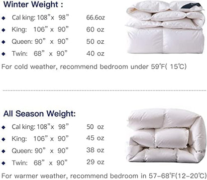  Globon Goose Down Comforter King Size All Season Duvet Insert Ultra-Soft 100% Cotton, 45OZ,650 Fill Power, Medium Warmth With Corner Tabs, White.…
