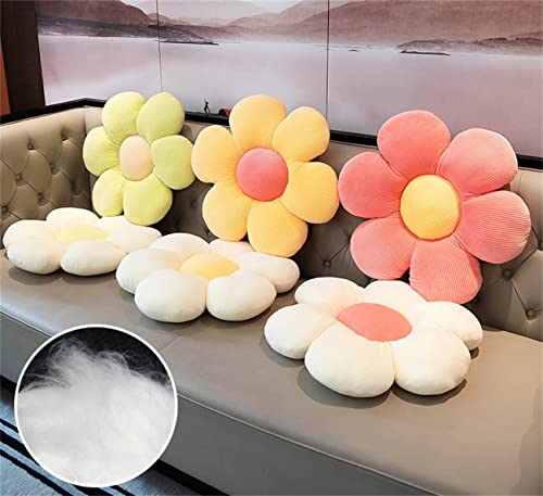  WYIKE Flower-Shaped Cute Pillow, Flower Cushion, Reading Pillow And Leisure And Comfortable Pillow, Car Cushion (Beige/Yellow, 40cm*40cm)