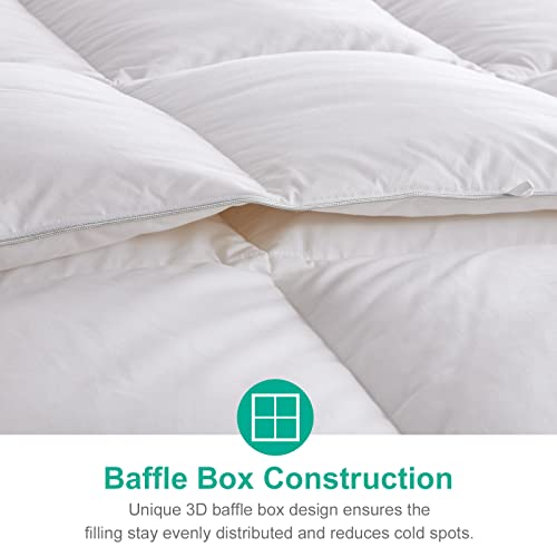  APSMILE All Season Goose Feather Down Comforter King Size - Ultra-Soft 750 Fill-Power Hotel Collection Duvet Insert Fluffy Medium Warm Quilt Comforter With Corner Tabs(106x90, White)