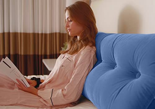  Peachwell Triangular Reading Bed Rest Pillow Large Bolster Cushion Headboard Backrest Wedge Pillow With Removable Cover And Two Large Side Pockets (Chalk Grey, Twin: 39 X 8 X 20 Inches)