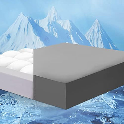  ELEMUSE Twin XL Cooling Mattress Topper For College Dorm, Thick Extra Long Twin Mattress Pad Cover For Back Pain, Plush Soft Pillowtop With Elastic Deep Pocket, Overfilled Down Alternative Filling