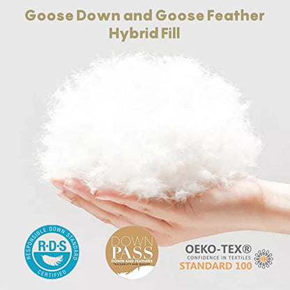  Luxurious Goose Down Feather Comforter Queen Size For All-Season, 750 Fill Power Down Feather Duvet Insert, 100% Cotton Shell, Soft Hotel Collection Down Insert Comforter (90''x90'', White)