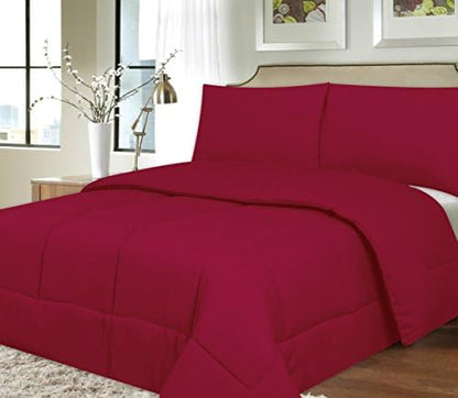  Down Alternative Polyester Comforter Box Stitch Microfiber Bedding - Queen, Navy