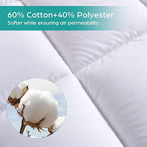  Waterproof Mattress Pad Queen Size Cotton Top Down Alternative Filling Pillowtop Mattress Topper Cover-Fitted Quilted (Mattress Pad Queen)