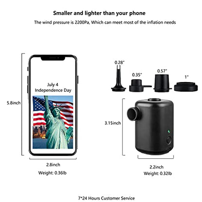  Electric Air Pump-Portable Air Pump With 3000mAh Battery USB Rechargeable To Inflate Deflate For Swimming Ring,Pool Floats，Air Bed，Vacuum Storage Bags