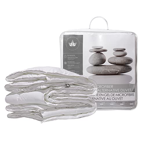  Canadian Down & Feather Co. - All Season Gel Microfiber Down Alternative Duvet Comforter Queen Size - Machine Washable - 300 TC Shell 100% Cotton - Oeko TEX Certified