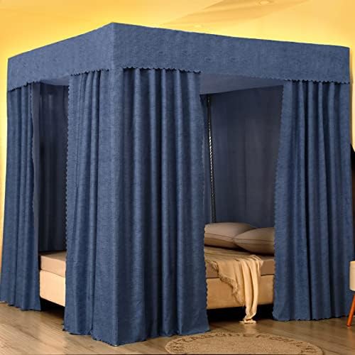  Joylife Bed Canopy Bed Curtains Set Black Bed Canopy For Girls, Canopy Curtains And Bed Canopy, Bed Canopy Curtains For Home Decorations (Pure Black, California King/King)