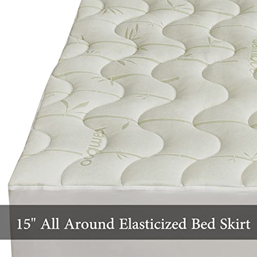  Waterproof Bamboo Jacquard Blend Fitted Topper, Top Split King Mattress Pad By Royal Hotel