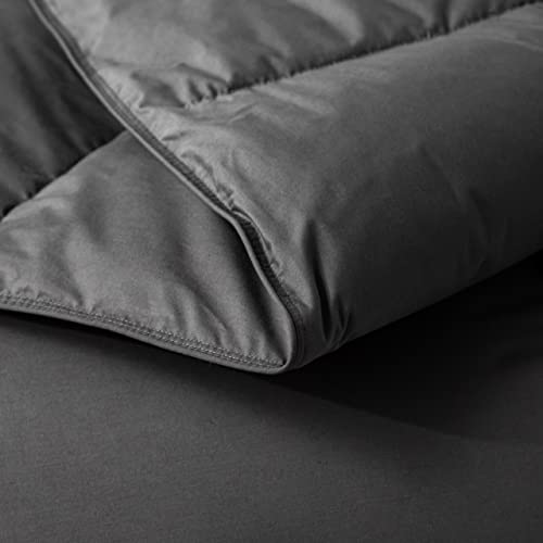  LESNNCIER Luxury Medium Warmth Feather Down Comforter Queen Size,Hotel Collection All Season Duvet Insert, Ultra Soft Down Proof Polycotton Cover With 8 Tabs（Grey,90"x90"）