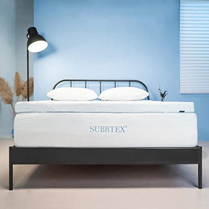  3 Inch Gel-Infused Memory Foam Bed Mattress Topper High Density Cooling Pad Removable Fitted Bamboo Cover Ventilated Design-10 Years Warranty (Queen)
