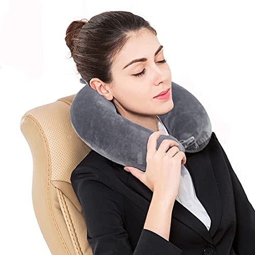  Travel Neck Pillow - Memory Foam Pillow Support Pillow,Luxury Compact & Lightweight Quick Pack For Camping,Sleeping Rest Cushion (Grey)