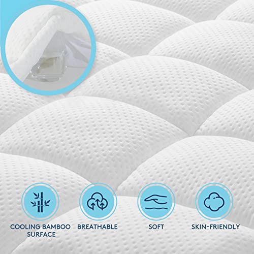  Dual Layer 4 Inch Memory Foam Mattress Topper Queen Size, Breathable & Medium Support, 2 Inch Cooling Gel Memory Foam & 2 Inch Bamboo Pillow Top Mattress Pad Cover For Back Pain