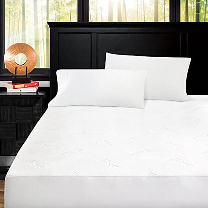  Mattress Encasement - Lab Tested Premium Waterproof, Cool & Breathable Rayon Derived From Bamboo Mattress Encasement And Cover - Queen