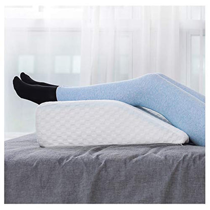  WAJ Bed Wedge Pillow For Sleeping Elevated Support Wedge Pillow With Cooling Memory Foam Top Snoring Pillow For Lower Back Pain Acid Reflux Heartburn Allergies And Legs,Removable Washable Cover