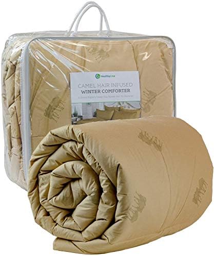  HealthyLine Camel Wool Filled Winter Comforter, Extra Weight – 450 GSM In 100% Down-Proof Cotton 233TC (Full Size: 89″ X 67″)