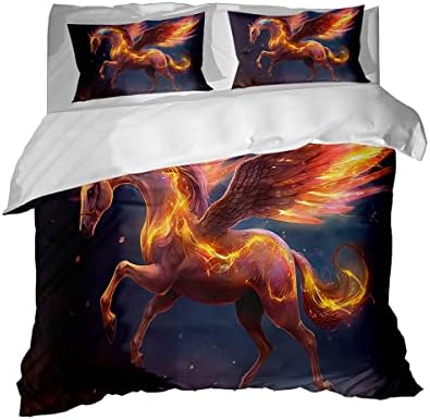  GRANKER 3 Piece Bed Set White Wolf In The Light For All Season, Men/Women Bedroom Hotel Dormitory Guest Room53x79in/135cmX200cm