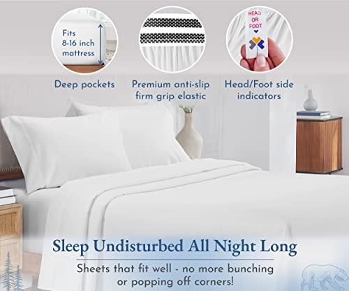  California Design Den Luxury Queen Sheet Set, 800 Thread Count 100% Cotton Sheets For Queen Size Bed, 4 Pc Deep Pocket Queen Sheets, Cooling & Softer Than Egyptian Cotton Claims (White Sheets)