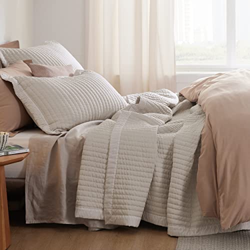  Bedsure Linen Quilt Queen Size - Lightweight Soft Quilt Bedding Set For All Seasons, Bedspreads & Coverlets, Corduroy Pattern Quilt Set, 3 Pieces With 2 Pillow Shams