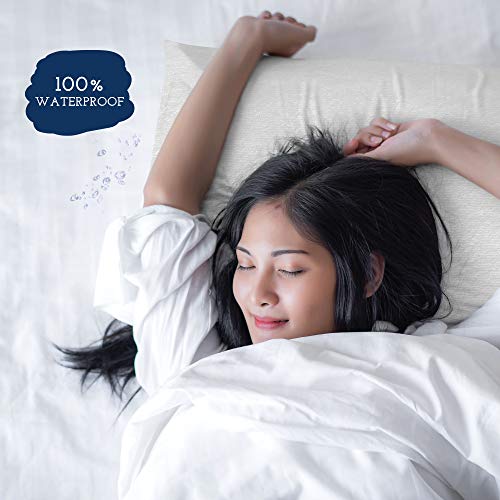  Waterproof, Zippered Queen Pillow Protectors, Set Of 2, Terry Cotton, 100% Hypoallergenic Pillow Covers - 2 Pack, (21x31).
