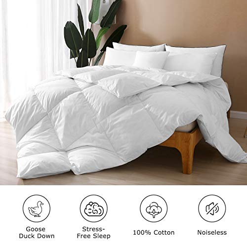  Queen Size Down Comforter - Goose Duck All Season Down Comforter With Filling Down And Feather And Cotton Cover - Duvet Insert Or Stand-Alone Down Comforter