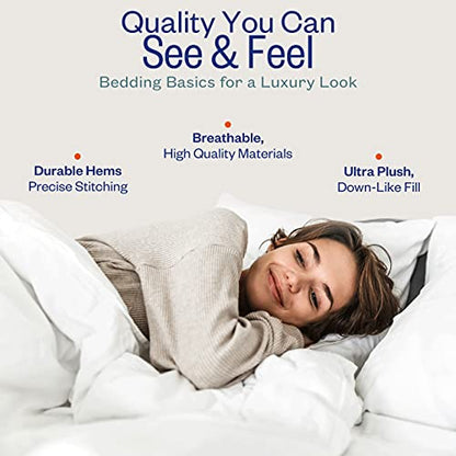  Sleep Restoration All Seasons Queen/Full Size Comforter - Reversible -  Cooling, Lightweight Summer Down Comforter Alternative - Hotel Quality Bedding Comforters - Navy/Sleet