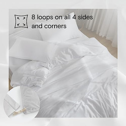  DOZ By SIJO 100% Organic Bamboo Duvet Cover Set, 1 Duvet Cover And 2 Pillowcases, Buttery Soft, Cooling, Eco Friendly, Silky Breathable, Oeko-TEX, High GSM Durable (Snow, King/Cal King)