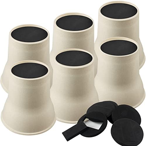  DEDU Bed Risers 6 Inch Heavy Duty 6 Pack, Furniture Risers With Caster Pads Supports Up To 6600 Lbs, Round Couch Risers For Sofas, Desk (Black)