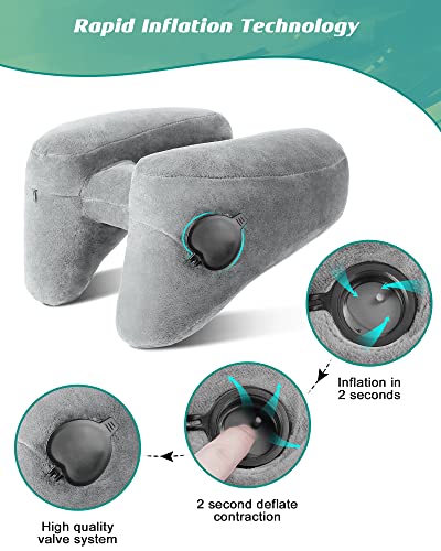  JefDiee Travel Pillow For Neck, Neck Pillows For Travel, Chin, Head Support, Airplane Pillow With Soft Washable Velour Cover, Hat, Portable Luxury Bag (Grey-1)