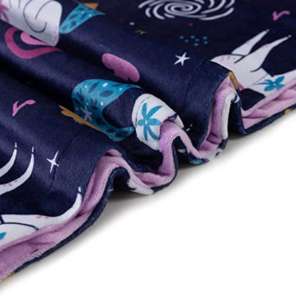  Bayceen Unicorn Print Minky Baby Purple Blanket For Girls, Double Layer Silky Soft Micro Fleece Baby Boy Blanket With Dotted Backing, Unicorn, 30x40'' BY003