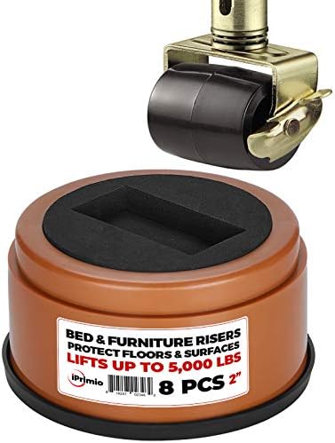  IPrimio Stackable Furniture Risers, Fits Caster Wheels - Square, 2 Inch Lift, Heavy Duty, 4 Pack, Up To 5000lbs - Bed Raising Blocks - Safe, Sturdy Bed Lifts For College Dorm Rooms, Couches, Desks
