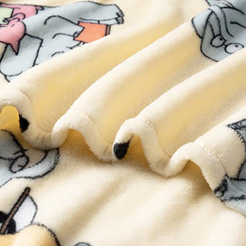  Berkshire Blanket & Mo Willems® VelvetLoft® Luxury Soft Cozy Cute Kids Throw Blanket,Gifts For Kids,Elephant & Piggie,50 In X 70 In(Official Mo Willems® Product)