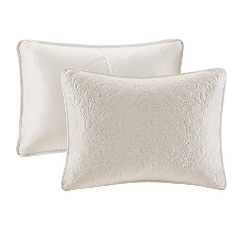  Madison Park Quebec Reversible Quilt Set Damask Design, Double Sided Stitching All Season, Lightweight Bedspread Bedding Set, Matching Sham, Cream, King(120"x118") 3 Piece