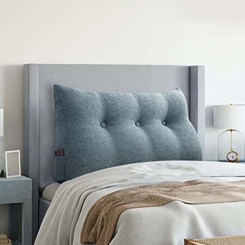 VERCART Triangular Headboard Wedge Pillow Daybed Pillows Bed Headboard Pillow Wedge Bed Rest Reading Pillow Gap Filler Triangle Back Cushion Lumbar Positioning Upholstered Linen Blend Grey Twin