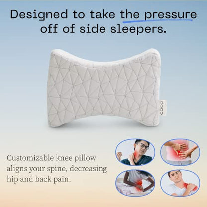  Coop Home Goods Knee Pillow For Side Sleeper, Adjustable Soft Orthopedic Pillow, Leg Pillow For Sleeping, Pregnancy Pillow Support, Sciatica, Back, Hip And Joint Pain Relief, With Washable Cover