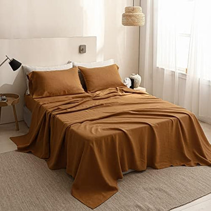  Simple&Opulence French Linen Flat Sheet With Embroidered Border-100% Stone Washed Flax Bedding,Queen Size(90''x102'') Ultra Soft,Breathable Flat Top Sheet-1 Piece Bed Flat Sheet Only(Linen)