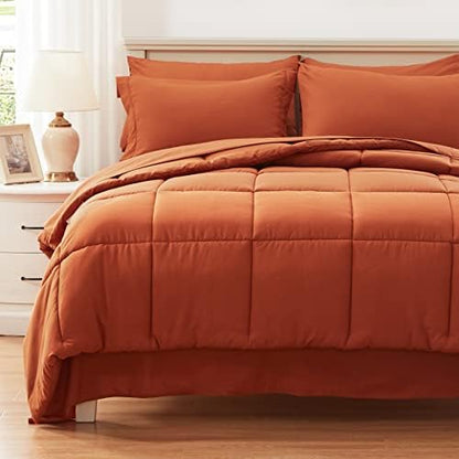  Anluoer Queen Size Bed In A Bag 7 Pieces, Sage Green Bed Comforter Set With Comforter And Sheets, All Season Bedding Sets With 1 Comforter, 2 Pillow Shams, 2 Pillowcases, 1 Flat Sheet,1 Fitted Sheet