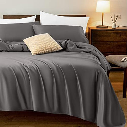  LIANLAM 1000 Thread Count Cotton King Size Sheets - 4 Piece, Luxury Egyptian 100% Cotton Bed Sheets Set, Smooth And Wrinkle, 16-Inch Deep Pocket(Dark Grey,King