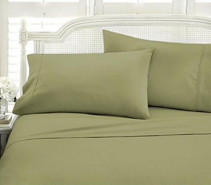  Ienjoy Home Hotel Collection Embossed Chevron 4 Piece Sheet Set, Queen, Ivory (BLL-CHEV-Queen-Ivory)