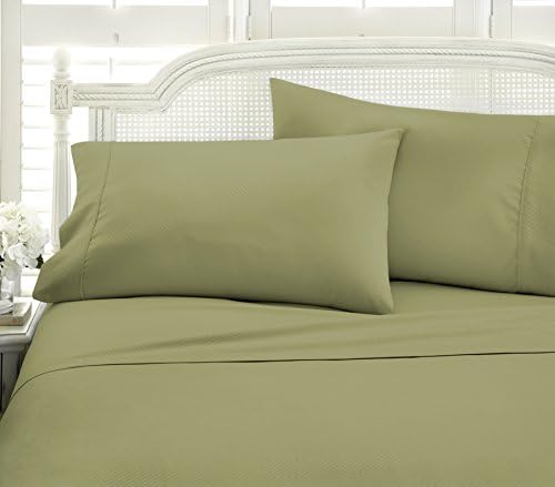  Ienjoy Home Hotel Collection Embossed Chevron 4 Piece Sheet Set, Queen, Ivory (BLL-CHEV-Queen-Ivory)