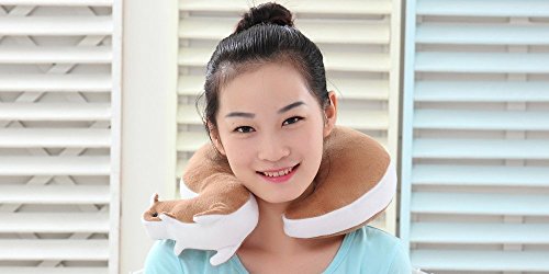  Cartoon U Shape Travel Pillow Car Neck Support Rest Cushion For Airplane Bus Train Home Office Soft Plush,Brown Squirrel