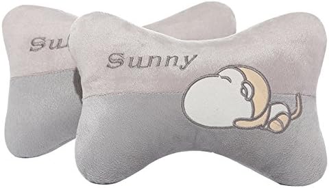  Seemehappy Cute Cartoon Animals Bone Shape Car Headrest Pillows Neck Pillow Cushions 2pcs (003)