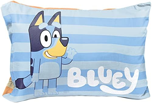  Jay Franco Bluey Hello 1 Single Reversible Pillowcase - Double-Sided Kids Super Soft Bedding (Official Bluey Product)