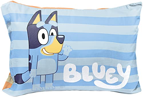  Jay Franco Bluey Hello 1 Single Reversible Pillowcase - Double-Sided Kids Super Soft Bedding (Official Bluey Product)