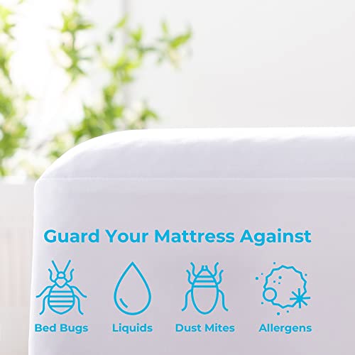  Linenspa Zippered Mattress Encasement - Waterproof & Bed Bug Proof - Premium Noiseless & Absorbent Cover - Dorm Room Essentials - Twin XL, White