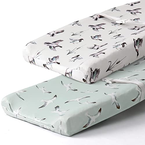  Stretchy Changing Pad Covers BROLEX Carddle Sheet Set For Baby Boys Girls,2 Pack Jersey Knit,Owl & Bear