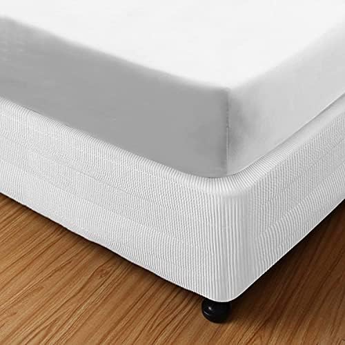  Box Spring Cover- Wrap Around Elastic, Vertical Stripe Pattern Bed Skirt Alternative,Replacing Bed Skirt For Hotel And Home- Polyester Filling,King （76＂×80＂,15’’Drop Length.