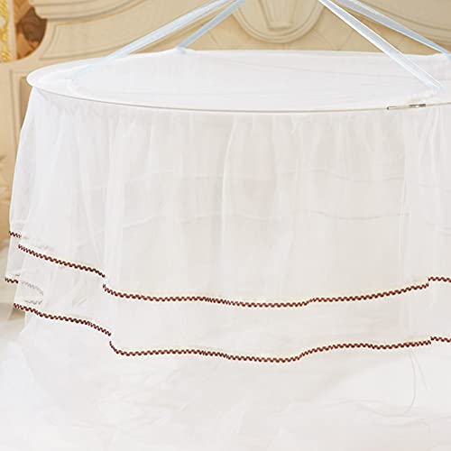  Mosquito Net Bed Canopy, Round Princess Lace Style Canopy Bed Curtain For Single To Queen Size, Luxury Mosquito Net For Home Ladies Bedroom Travel Decoration(White)