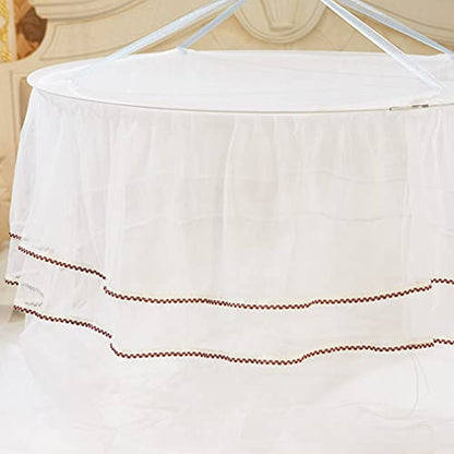  Mosquito Net Bed Canopy, Round Princess Lace Style Canopy Bed Curtain For Single To Queen Size, Luxury Mosquito Net For Home Ladies Bedroom Travel Decoration(White)