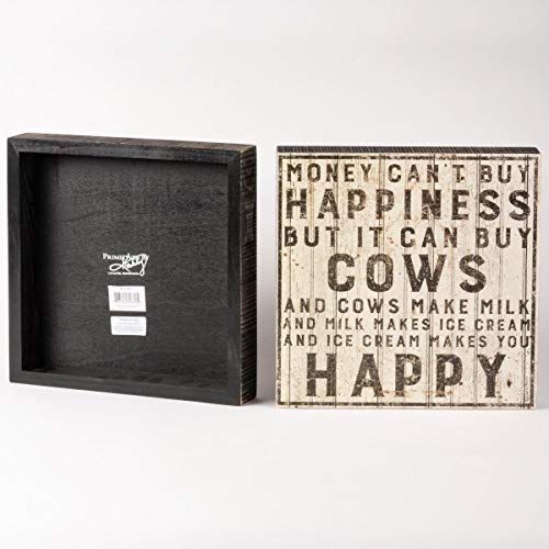  Primitives By Kathy Farmhouse Style Box Sign, 10" Square, Buy Cows