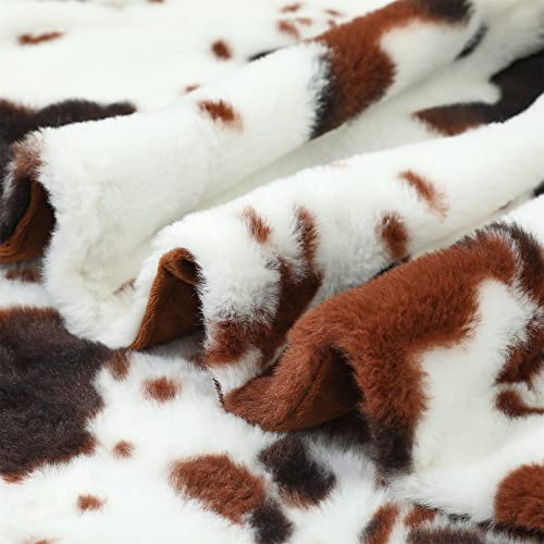  RYNGHIPY Cow Blanket Lightweight Soft Cow Print Sofa Bed Travel Blankets Warm Coffee Cow Throw Blanket For Baby Kids Girls Boys Adults (Coffee, 51''x63'')